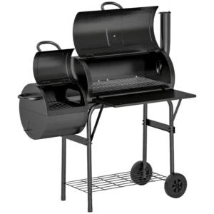 Outsunny Portable Outdoor Charcoal BBQ Grill with Offset Smoker