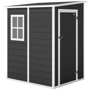 Outsunny 4'x5' Plastic Lean To Shed with Window - Black
