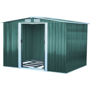 Living and Home 8x10 Apex Metal Shed with Foundation Grid - Green