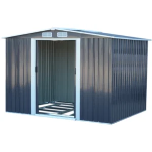 Living and Home 8x10 Apex Metal Shed with Foundation Grid - Anthracite Grey (Expected Arrival Spring 2027)
