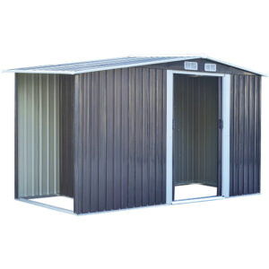 Living and Home 8x4 Metal Shed with 2ft Side Log Storage - Anthracite