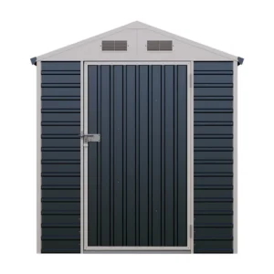 Living and Home 5.5'x4' Metal Apex Roof Garden Tool Storage Shed - Anthracite and White
