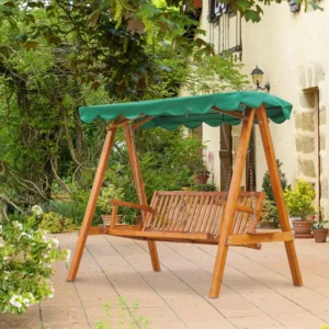 Outsunny 3 Seater Garden Swing Seat with Canopy -  Green