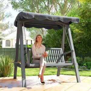 Outsunny 2 Seater Garden Swing Seat with Canopy - Total Dark Grey