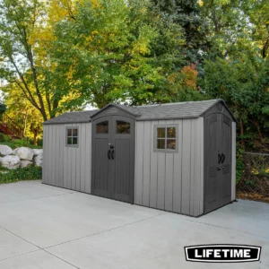 Lifetime 16.5'x7' Dual Entry  Heavy Duty Plastic Shed - Grey Model 60525X