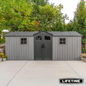 Lifetime 19ft x 7ft Heavy Duty Plastic Shed - Grey  Model X60522