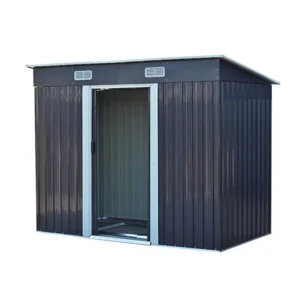 Living and Home 8x4 Pent Metal Shed with Foundation Grid - Charcoal Black (Coming Soon)