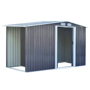 Living and Home 8x4 Metal Shed with 2ft Side Log Storage - Anthracite