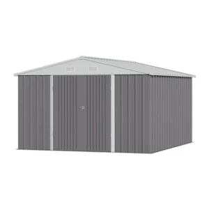 Living and Home 10x8 Double Hinged Apex Metal Shed - Grey (Coming Soon)