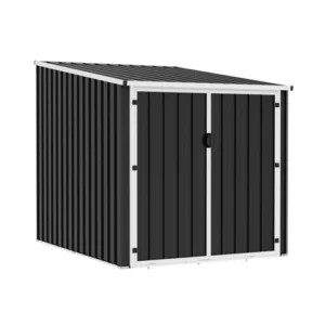 Living and Home 5'x7' Metal Bicycle Shed - Anthracite and White