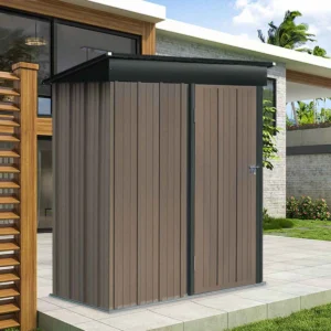 Living and Home 5x3 Metal Storage Tool Pent Shed - New Dark Brown