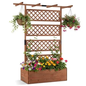 Pro-Tect Timber Planter Box Raised Garden Bed with Lattice Trellis