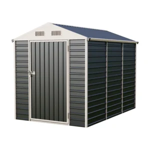 Living and Home 5.5'x8' Metal Apex Roof Garden Tool Storage Shed - Anthracite and White