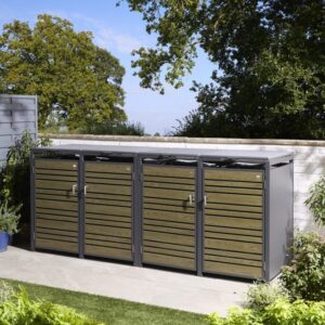 Rowlinson Chelsea Premium Metal Quadruple  Bin Store - Oak