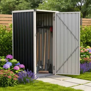 Living and Home 3'x3' Metal Pent Garden Storage Shed - Anthracite and White (Expected into warehouse 08/10/2026)