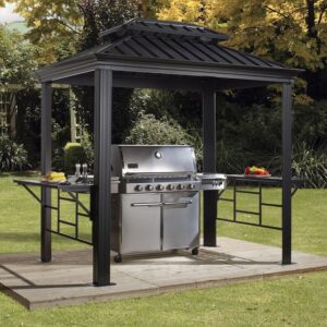Sojag Messina  9.5'x6' Metal Hard Top BBQ Shelter - Anthracite Grey