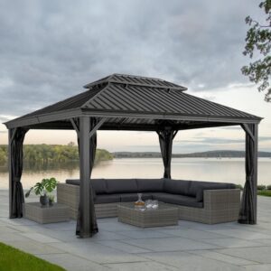 Sojag Messina 12'x16' (3.7m x 4.9m) Double Roof Hardtop Metal Gazebo