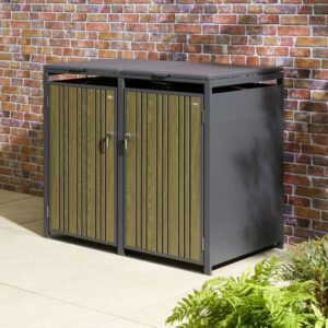 Rowlinson Wimbledon Metal Double Bin Store - Oak