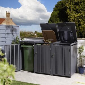Rowlinson Wimbledon Premium Metal Triple Bin Store - Anthracite