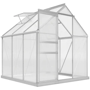 Outsunny 6'x6' Walk-In Polycarbonate Greenhouse - Silver