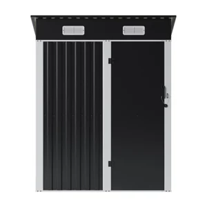 Living and Home 5x3 Single Hinged Metal Pent Shed - Black