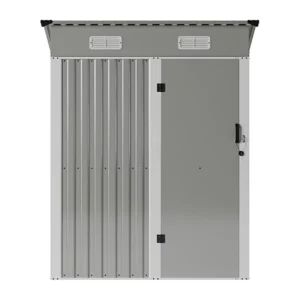 Living and Home 5x3 Single Hinged Metal Pent Shed - Light Grey