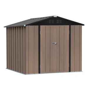 Living and Home 8x6 Metal Apex  Garden Storage Shed - Brown