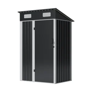 Living and Home 4x3 Single Hinged Metal Pent Shed - Black