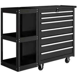 HOMCOM Steel Tool Lockable 7 Drawer Chest Box - Black