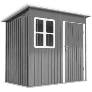 Outsunny 7ft x 4ft Eco Metal Pent Garden Shed with Foundation Grid - Grey