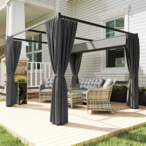 OutSunny 10x10 Metal Retractable Roof Pergola -Charcoal Grey