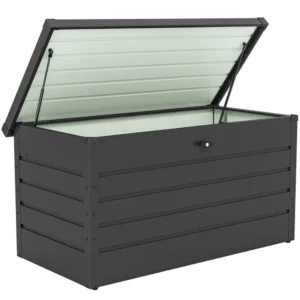 Outsunny Galvanised Metal 311 Litre Powder Coated Storage Box - Dark Grey