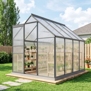 Outsunny 6'x8' Walk-In Polycarbonate Greenhouse - Dark Grey