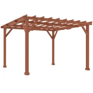 OutSunny 10' x 10' Timber Grape Trellis Roof Pergola Kit - Brown