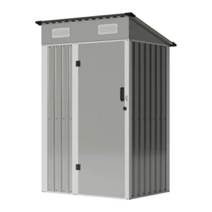 Living and Home 4x3 Single Hinged Metal Pent Shed - Light Grey