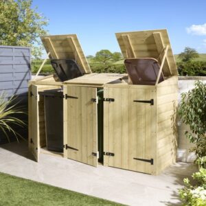 Rowlinson Timber Premier Shiplap Triple Bin Store