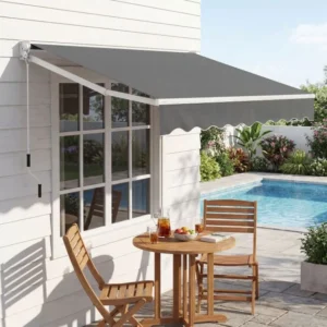 Protect 8'x6.5' Manual Retractable Awning with Adjustable Angle - Grey