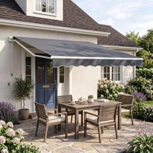 Protect 10'x8' Manual Retractable Awning with Crank Handle - Grey