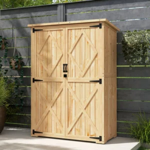 Outsunny 3.5' x 1.5' Timber Garden Storage Shed Cupboard with 2 Shelves