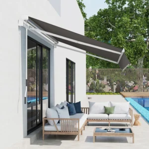 Outsunny 10'x6' Manual Retractable Awning with Crank Handle - Grey