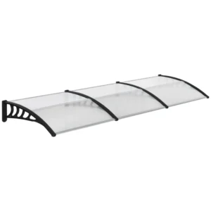 Outsunny 10' x 3' Front Door Canopy Outdoor Awning -  Clear / Black
