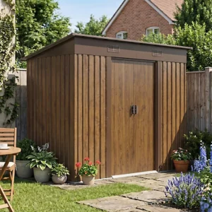 Living and Home 8x4 Pent Shed with Foundation Grid - Wood Grain Brown (Coming Soon)