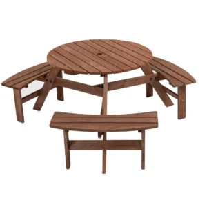 Pro-Tect Timber Picnic Round Table - 6 Seater