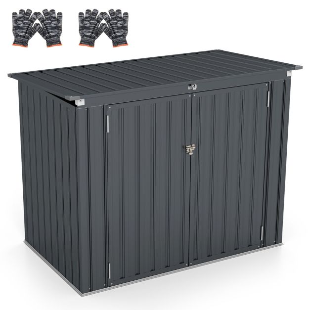 Pro-Tect 5'x 3' Double Metal Wheelie Bin Storage Unit - Dark Grey - Image 8