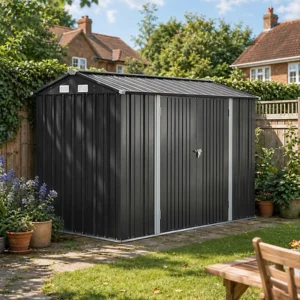 Living and Home 10x7 Metal Apex Shed - Black