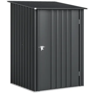 Outsunny 3'x3' Metal Pent Shed with Lockable Door - Dark Grey