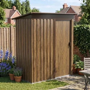 Living and Home 5x3 Metal Pent Shed Sliding Door - Wood Grain Brown (Coming Soon)