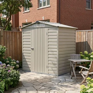 Living and Home 6x4 Single Hinged Metal Apex Shed - Grey Aluminium