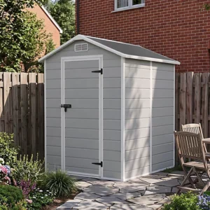 Living and Home 4x6  Plastic Shed Outdoor Garden Storage Shed - Smokey Grey Wood Grain