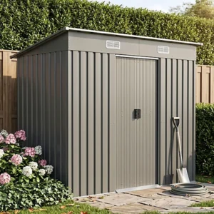Living and Home 8x4 Pent Shed with Foundation Grid - Grey Aluminium